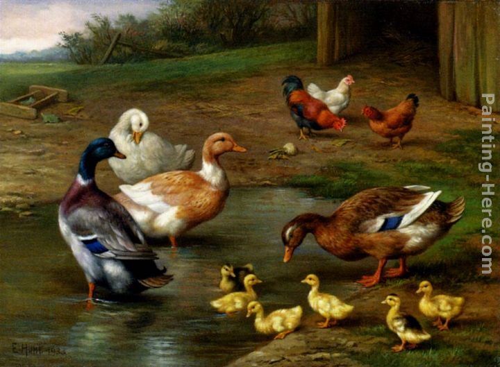 Edgar Hunt Chickens, Ducks and Ducklings Paddling